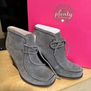 RARE NEW in box Plenty by Tracy Reese Gray Suede Wedge Shoes